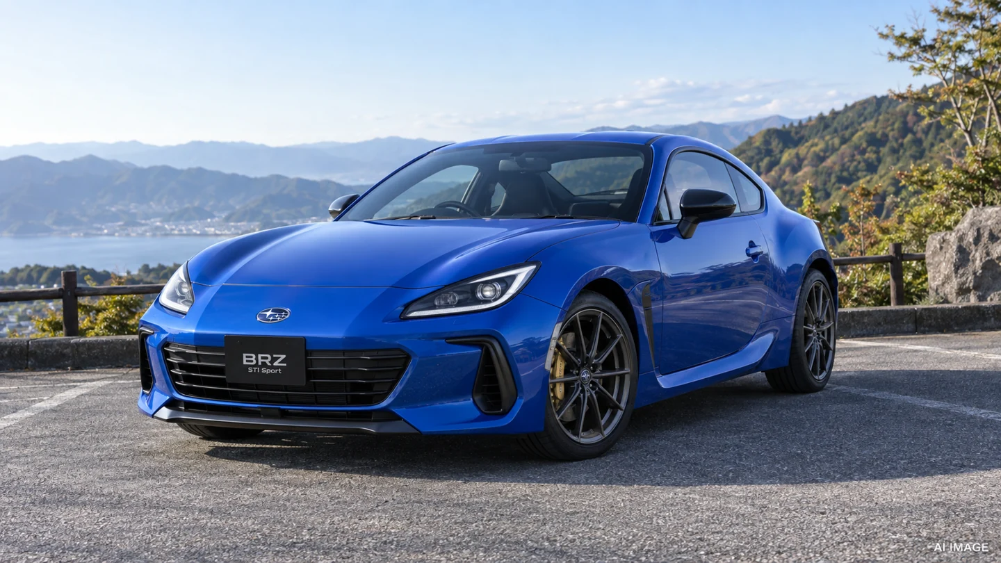 日本仕様BRZ STI Sportの公式写真を参考に制作したAI生成イメージ。brembo装着イメージはメーカーオプション