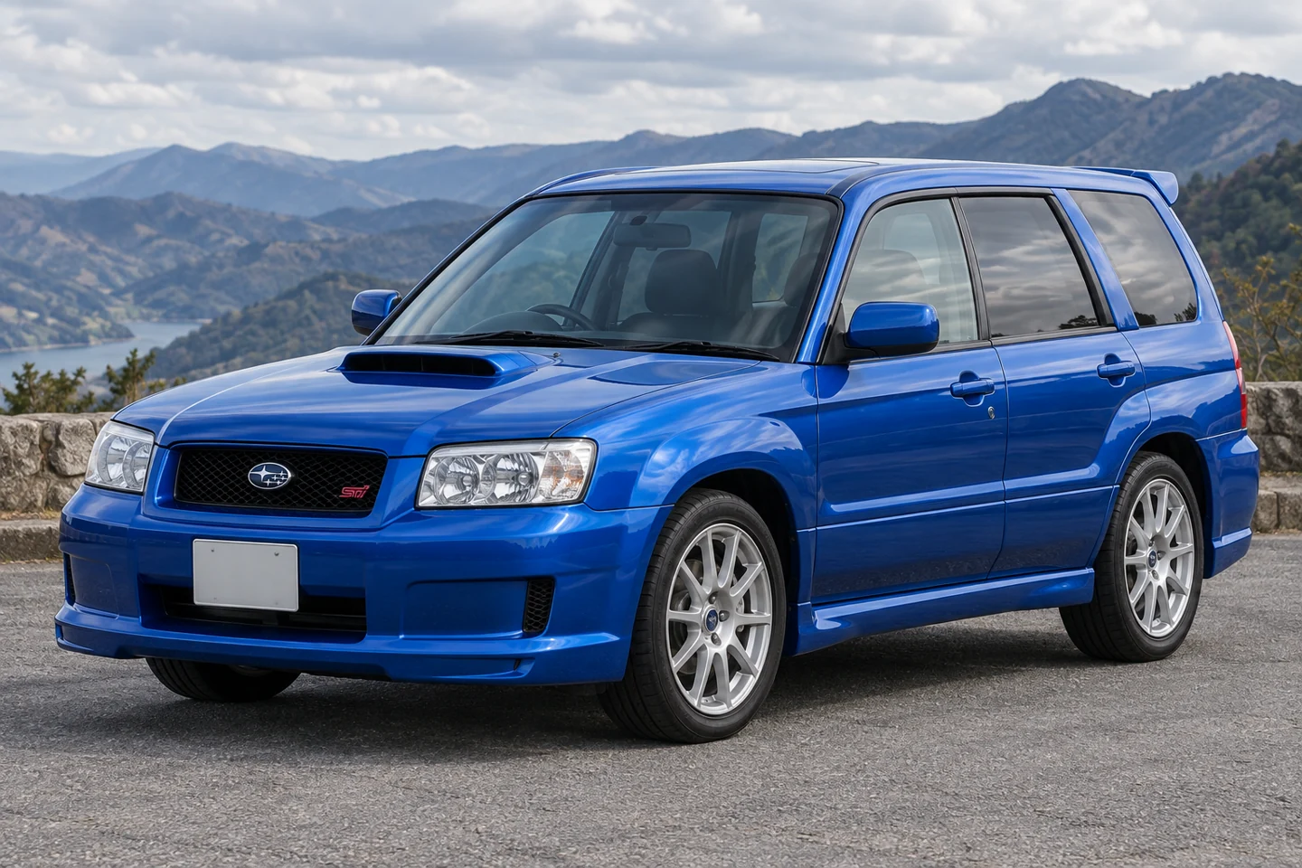 2004年SG9フォレスターSTi Versionの公式写真を参考にしたAI生成イメージ